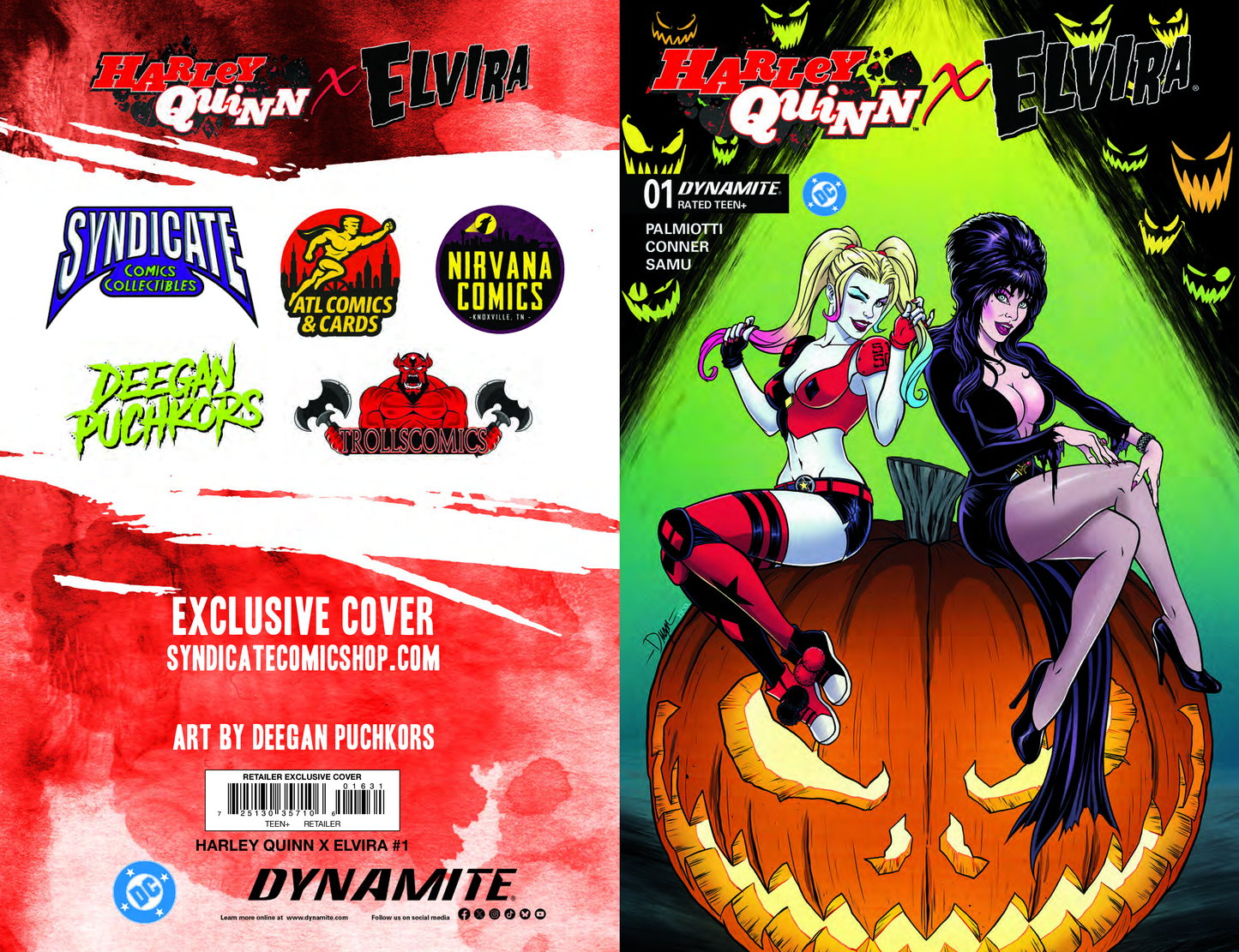 Harley Quinn X Elvira #1 Deegan Puchkors, Syndicate Comics & Collectibles Exclusive Variant