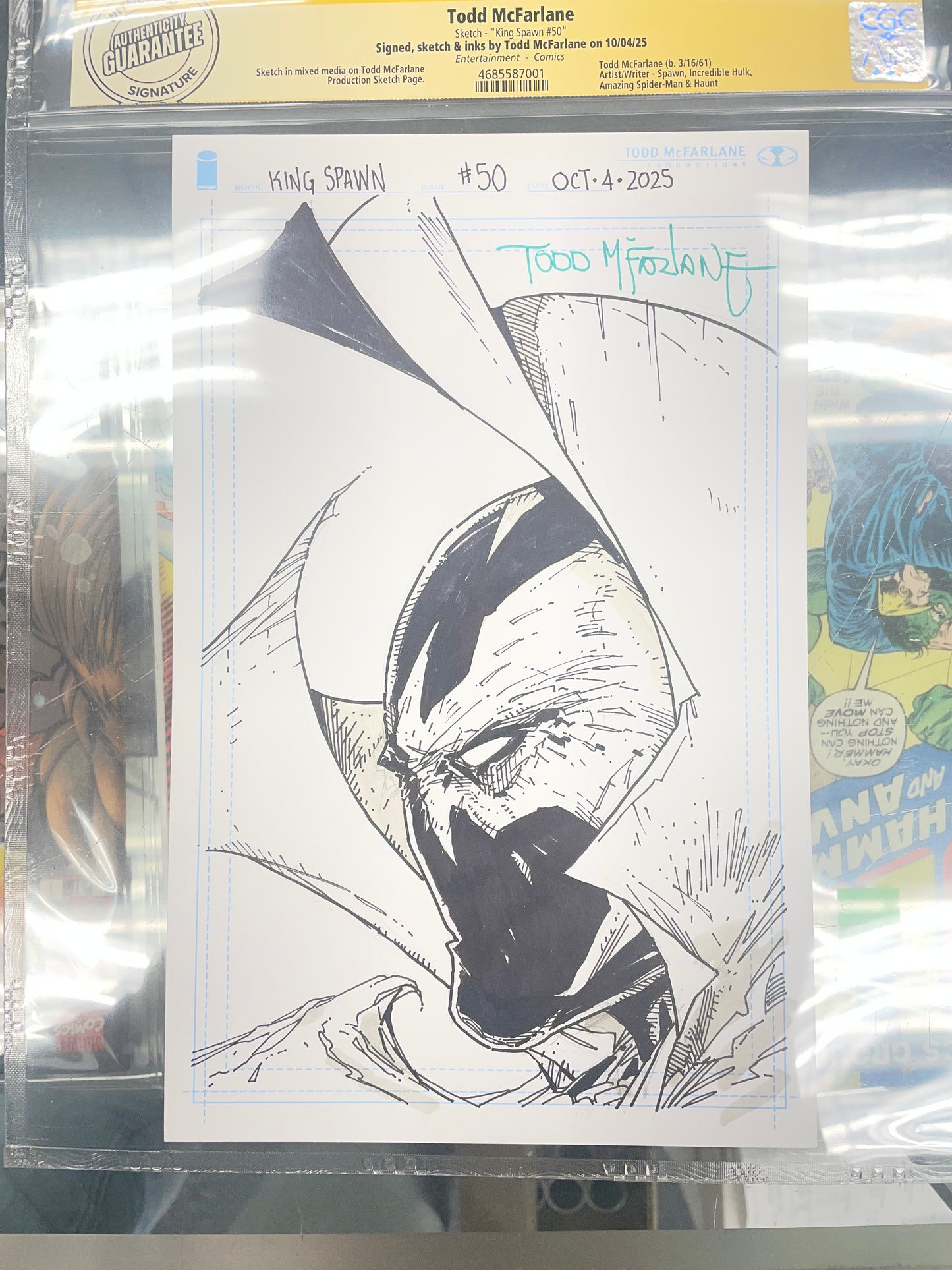 King Spawn #50 1:1000 Sketch by Todd McFarlane (CGC Authentic Signature) Spawn Headshot