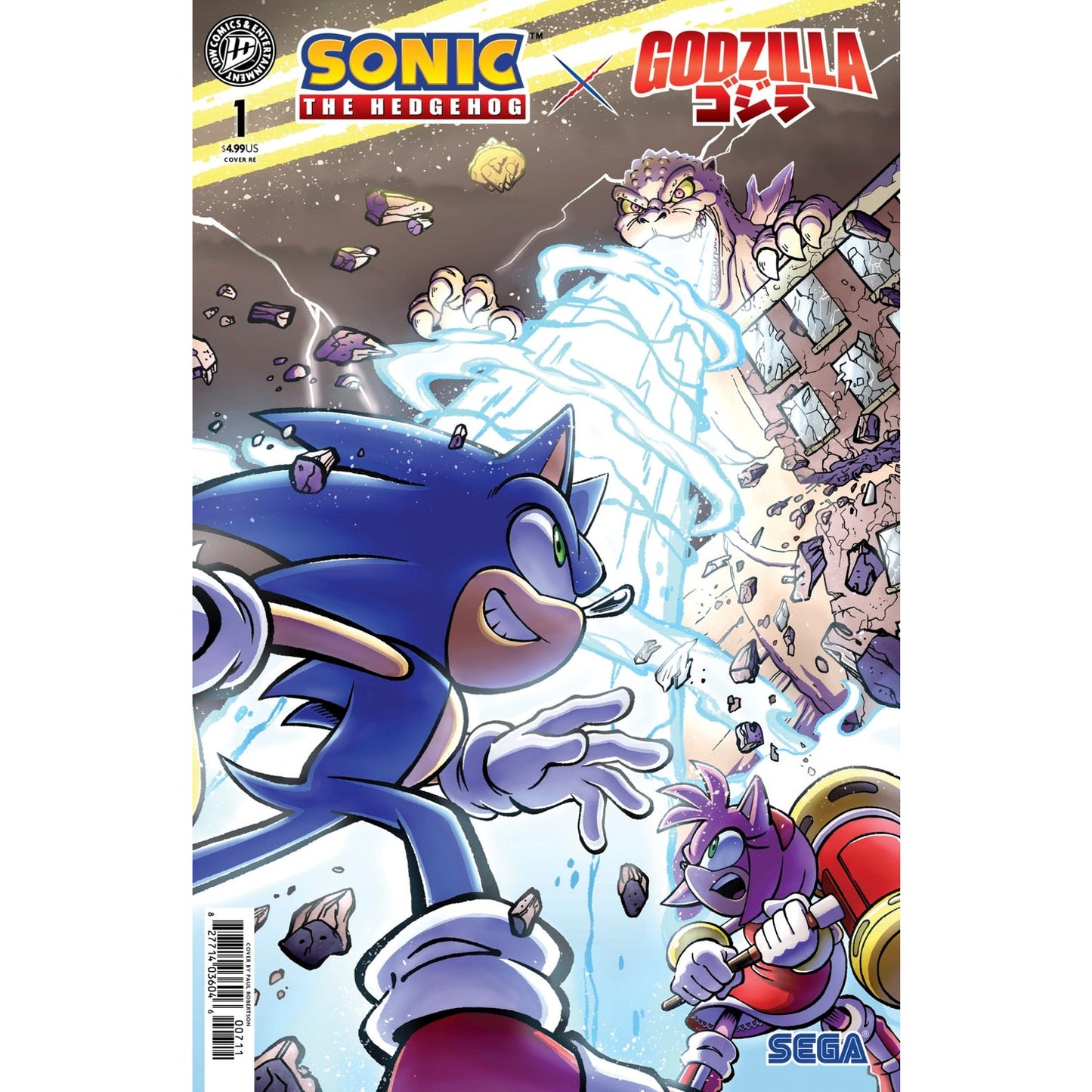 Sonic the Hedgehog X Godzilla #1 Paul Robertson, Syndicate Comics & Collectibles Exclusive Connecting Variant Set