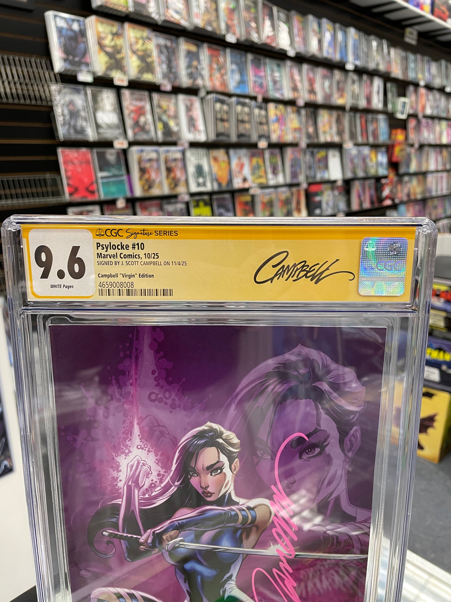 Psylocke #10 (CGC 9.6) J. Scott Campbell Virgin Variant, Signed