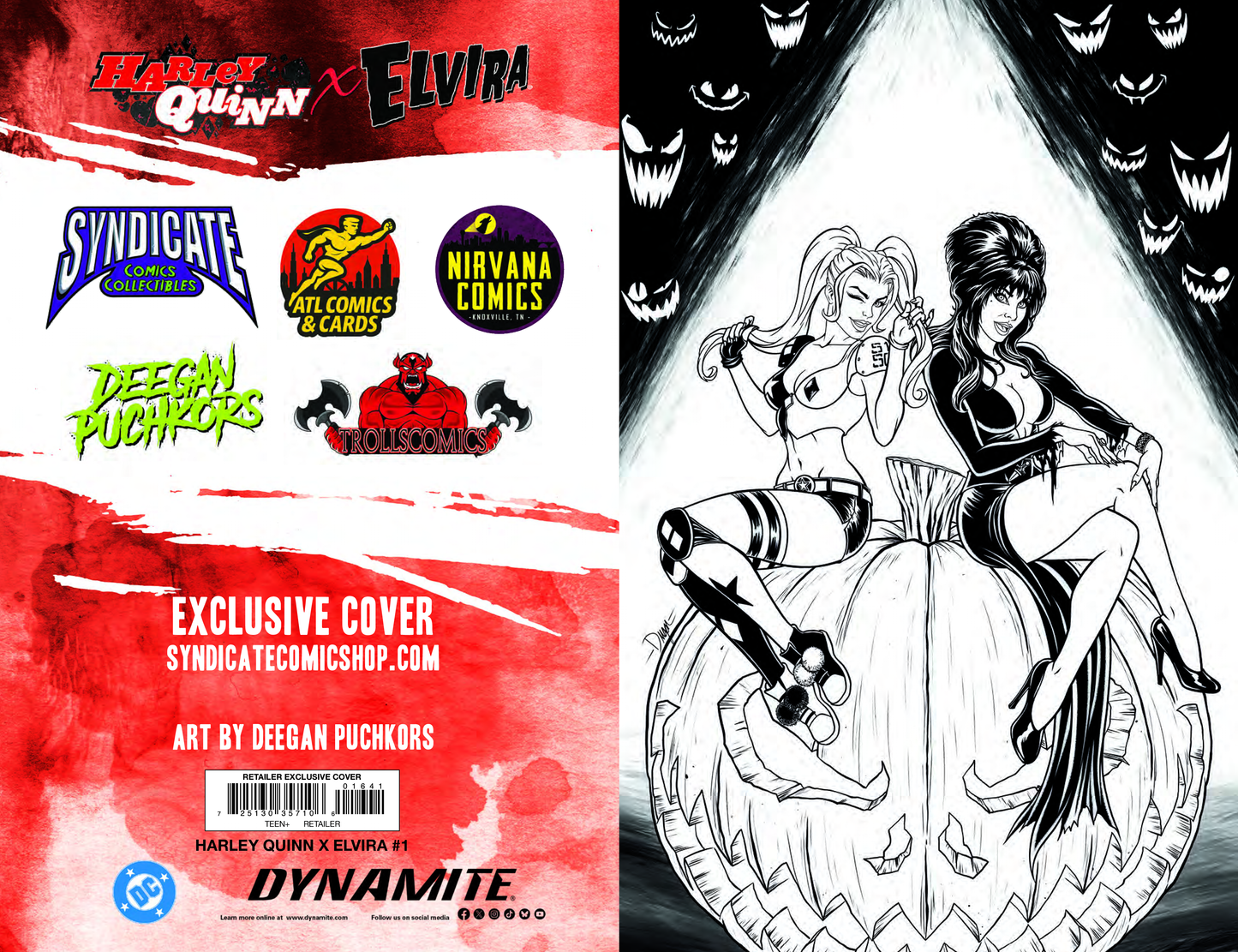 Harley Quinn X Elvira #1 Deegan Puchkors, Syndicate Comics & Collectibles Exclusive Variant