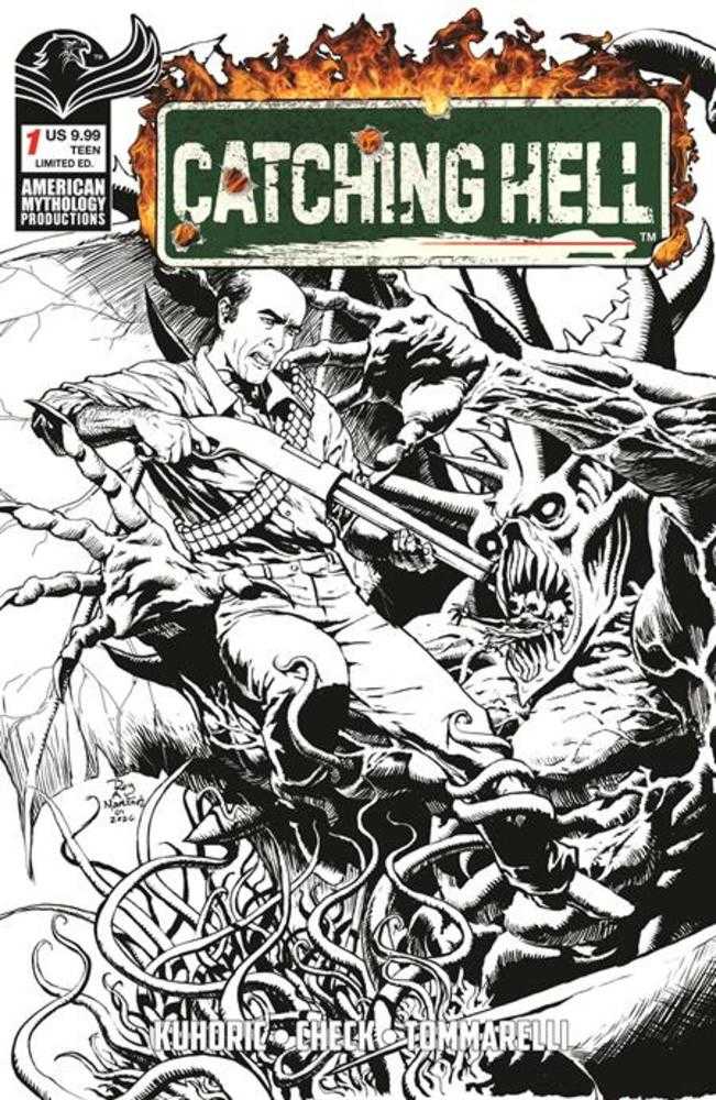 Catching Hell Feat Reggie Bannister #1 Cover F Roy Allan Martinez Black & White Limited Edition Variant Limited To 350 Copies