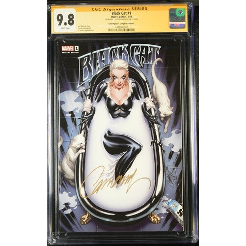 Black Cat #1 (CGC 9.8) "Milk Bath" Trade Dress Variant, Signed by JSC
