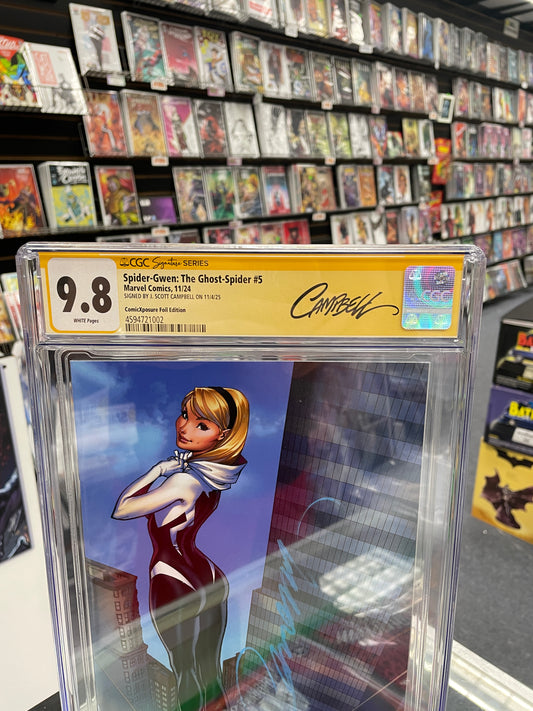 Spider-Gwen The Ghost-Spider #5 (CGC 9.8) Signed By J. Scott Campbell, Foil