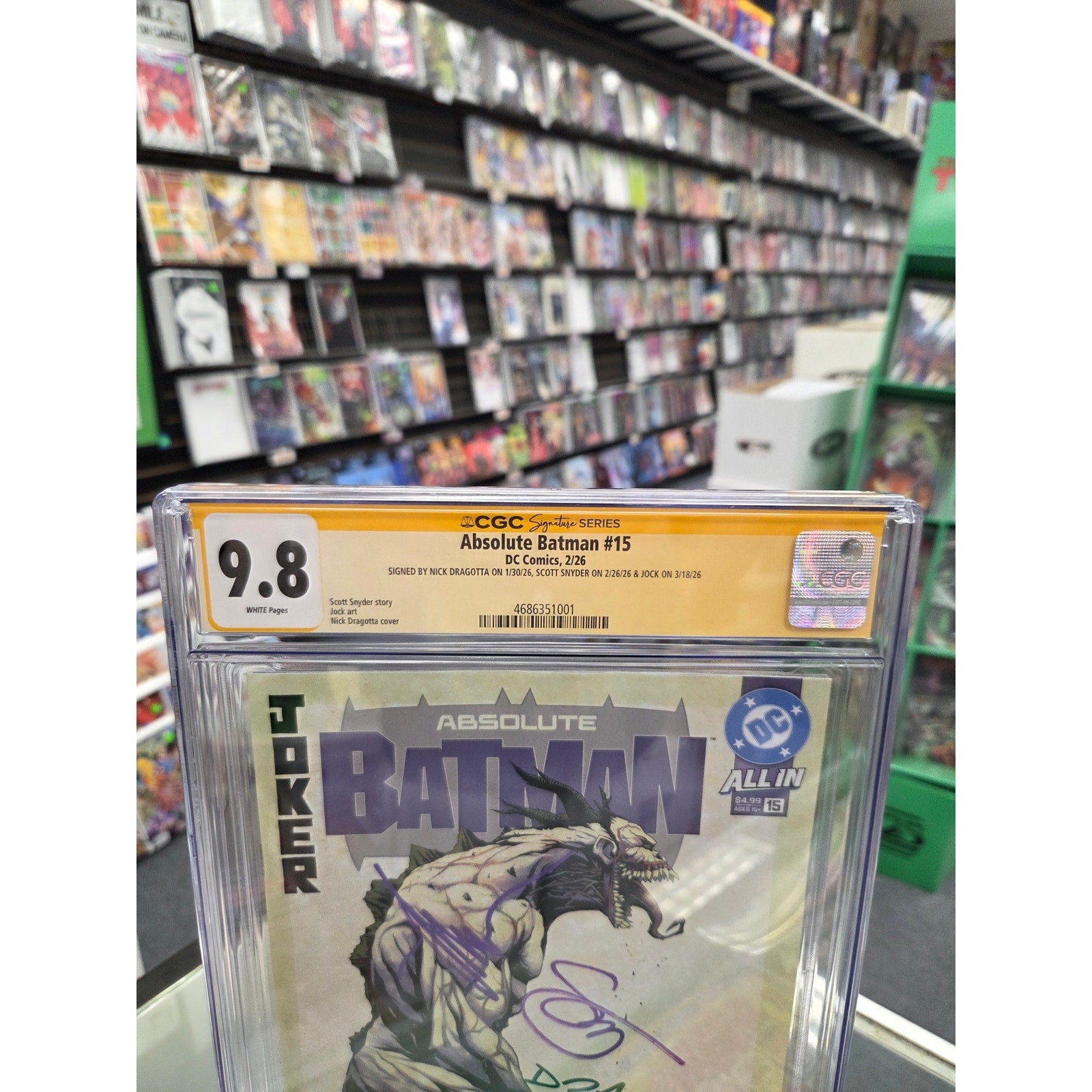Absolute Batman #15 (CGC 9.8) Signed by Jock, Scott Snyder & Nick