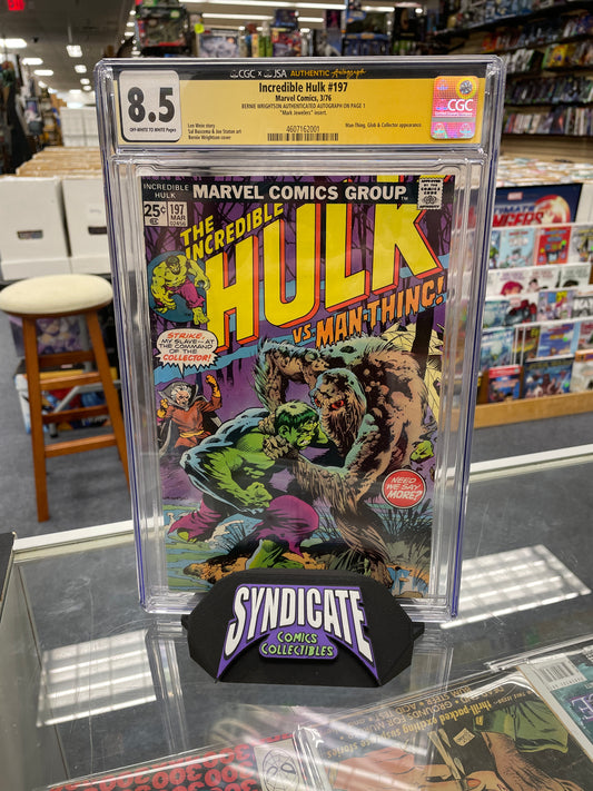 Incredible Hulk #197 (CGC X JSA 8.5) Signed By Bernie Wrightson, Mark Jewelers