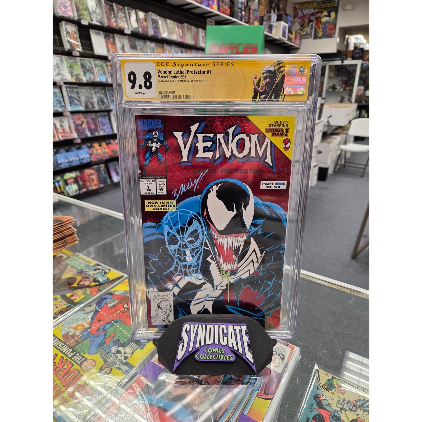 Venom: Lethal Protector #1 (CGC 9.8) Signed & Remarqued by Mark Bagley