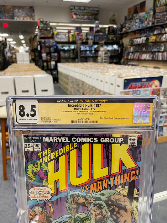Incredible Hulk #197 (CGC X JSA 8.5) Signed By Bernie Wrightson, Mark Jewelers