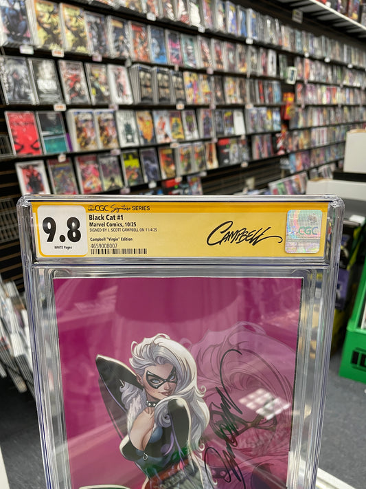 Black Cat #1 (CGC 9.8) J. Scott Campbell Virgin Variant, Signed