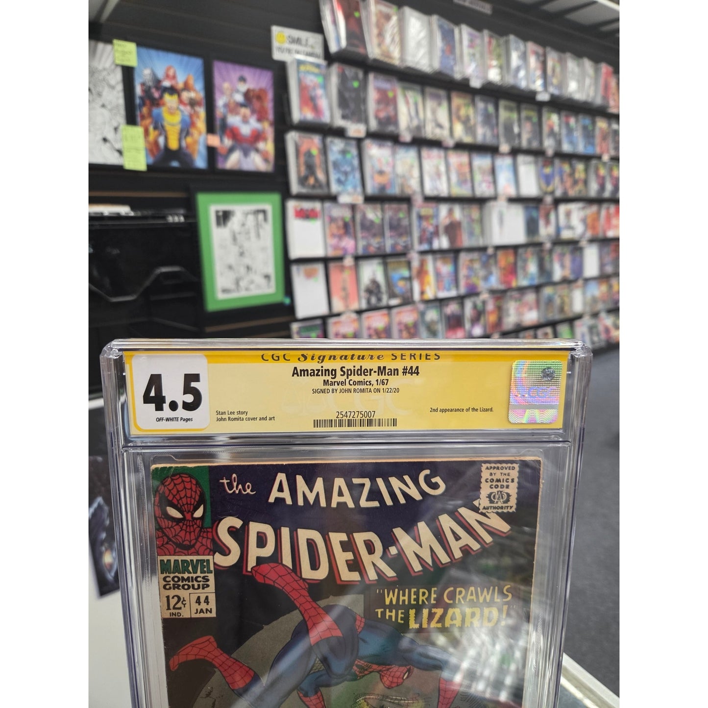 Amazing Spider-Man #44 (CGC 4.5) 2nd Lizard, Signed by John Romita