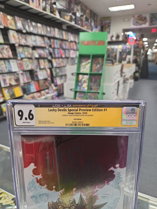 Lucky Devils: Special Preview Foil Edition #1 (CGC X JSA 9.6) Charles Soule Auto