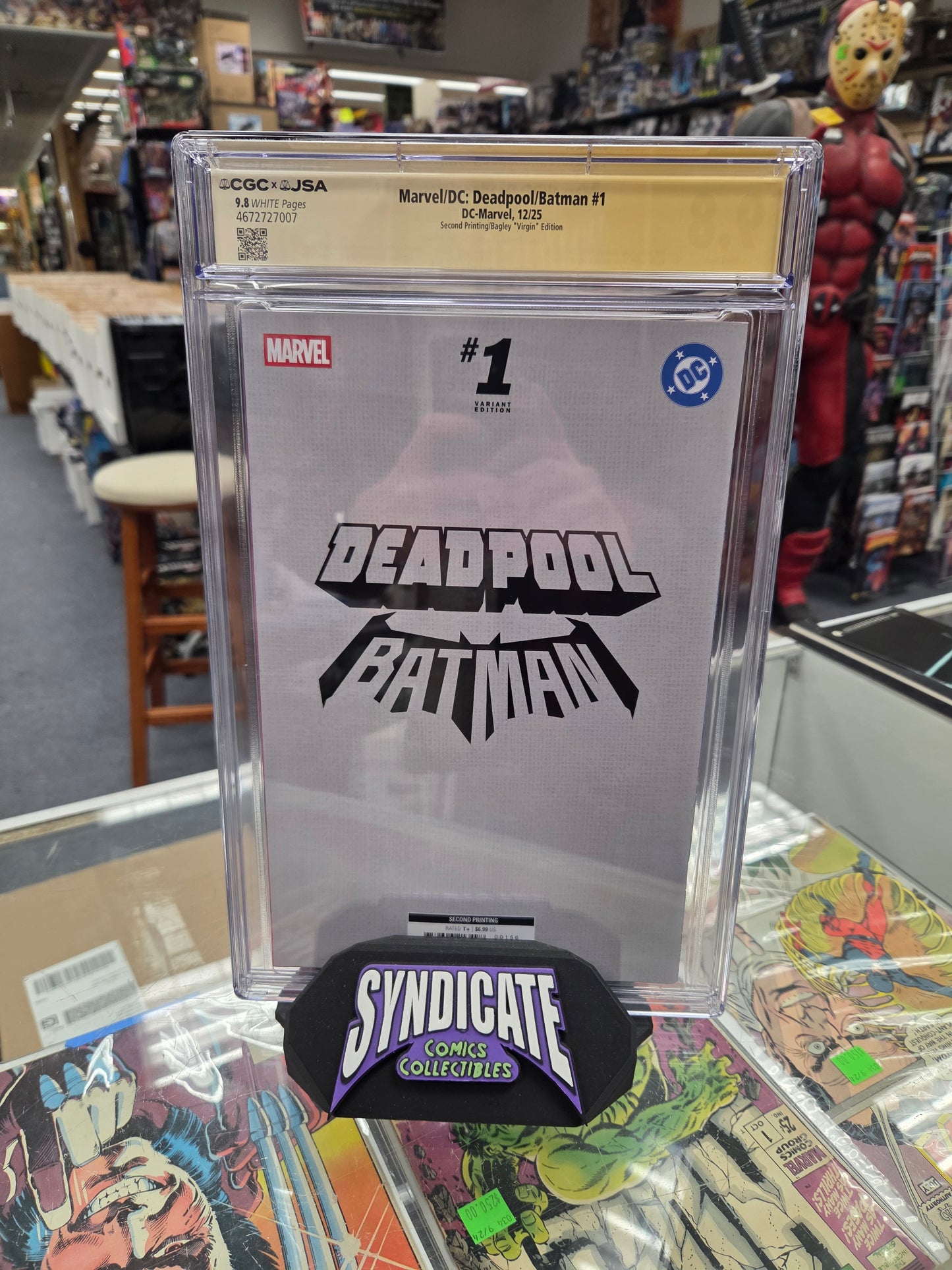 Deadpool / Batman #1 2nd Printing Mark Bagley Virgin Variant (CGC 9.8) Signed by Mark Bagley