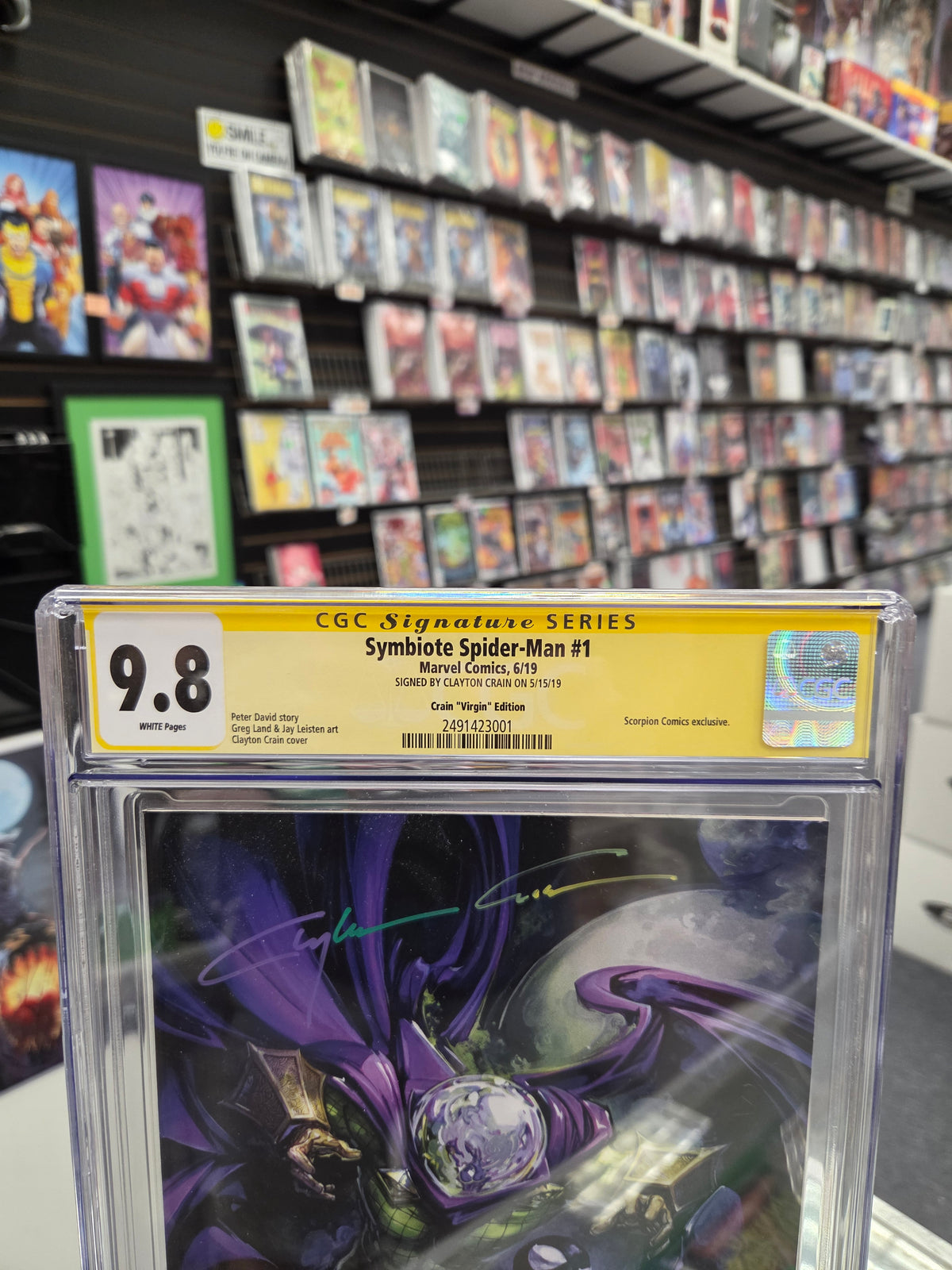 Symbiote Spider-Man #1 Scorpion Comics Virgin Variant (CGC 9.8) Signed by Clayton Crain