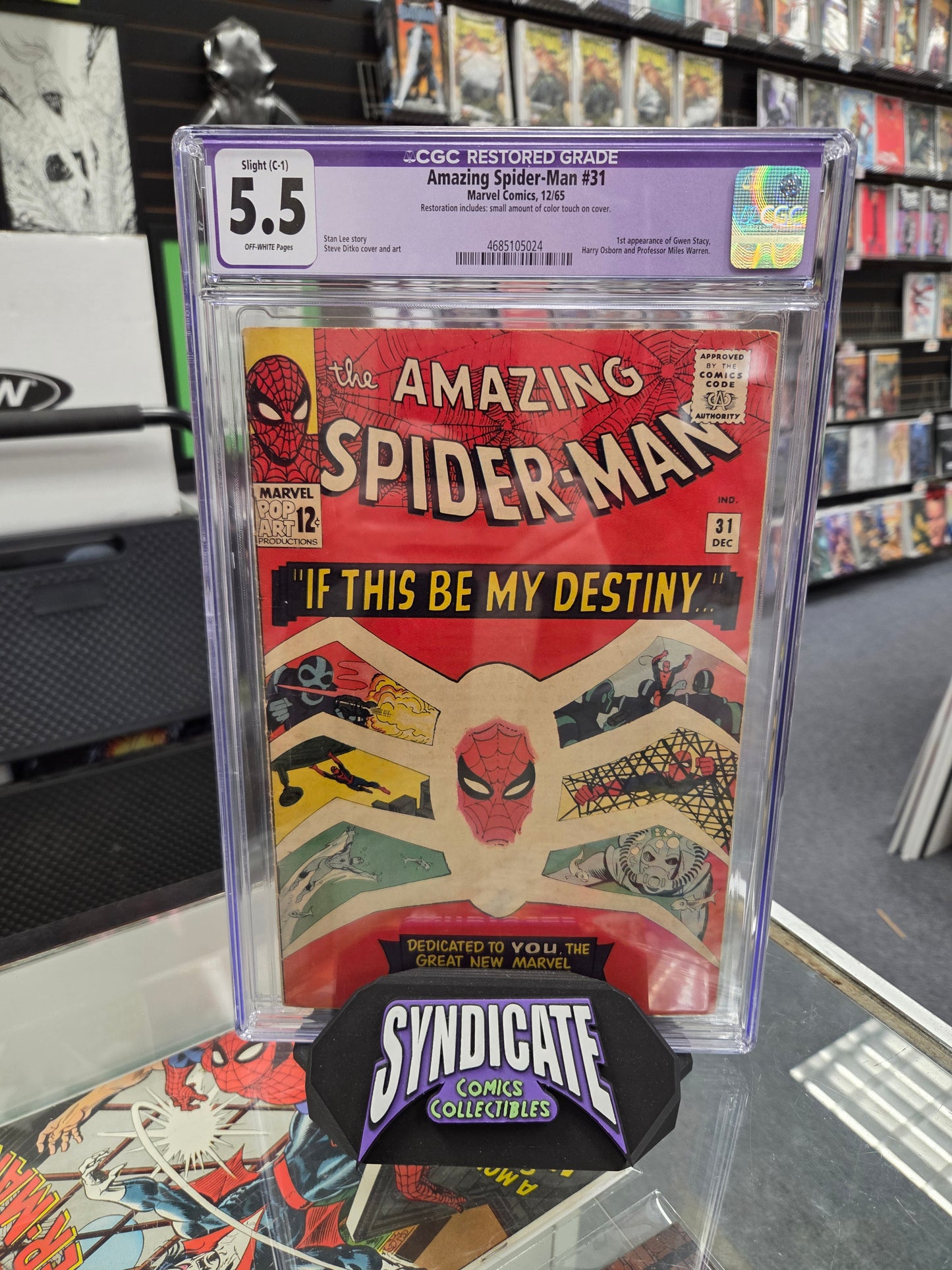 Amazing Spider-Man #31 (Restored CGC 5.5) 1st Gwen Stacy, Harry Osborn