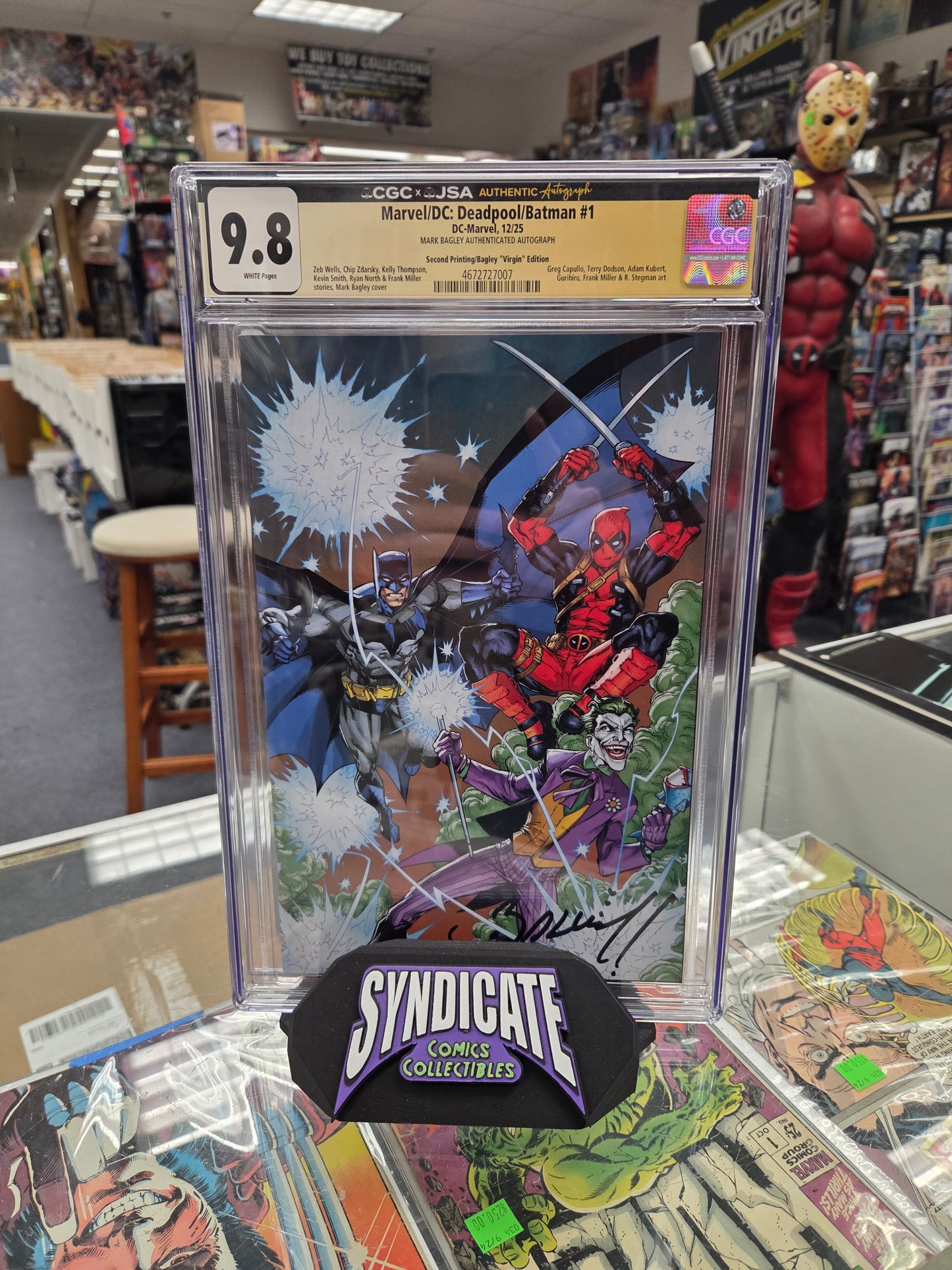 Deadpool / Batman #1 2nd Printing Mark Bagley Virgin Variant (CGC 9.8) Signed by Mark Bagley