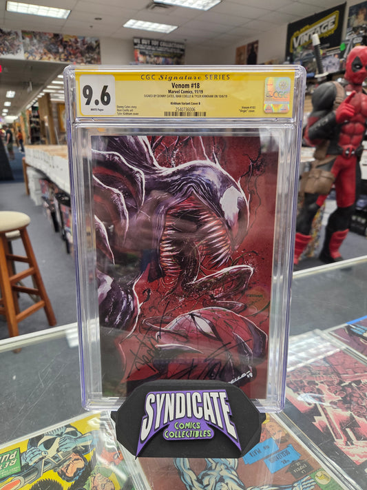 Venom #18 Tyler Kirkham Virgin Variant (CGC 9.6) X3 Signed by Tyler Kirkham, Donny Cates & Iban Coello