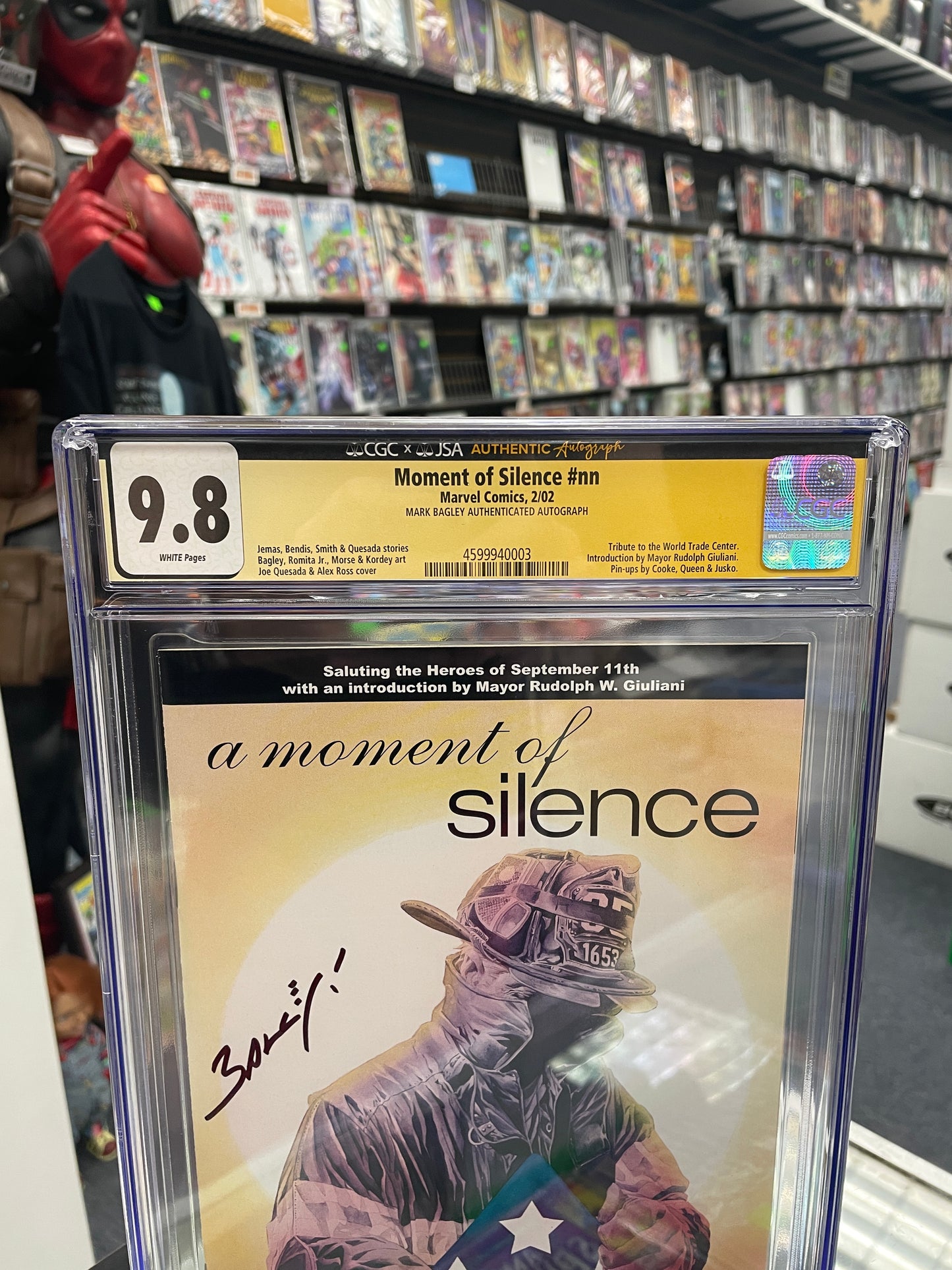 Moment of Silence #1 (CGC X JSA 9.8) Signed By Mark Bagley