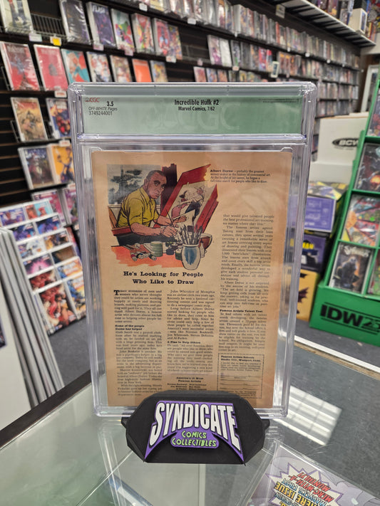Incredible Hulk #2 (CGC Qualified 3.5) 1st Green Hulk